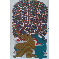 Nandan . नंदन ❁ Canvas Gond Painting (3x5 Feet) ❁ 15