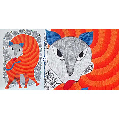 Nandan . नंदन ❁ Canvas Gond Painting (2x3 Feet) ❁ 1