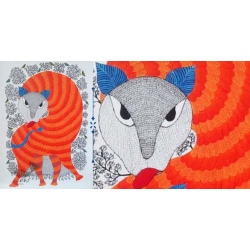 Nandan . नंदन ❁ Canvas Gond Painting (2x3 Feet) ❁ 1