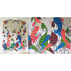 Nandan . नंदन ❁ Canvas Gond Painting (2x3 Feet) ❁ 10