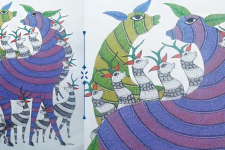 Nandan . नंदन ❁ Canvas Gond Painting (2x3 Feet) ❁ 11