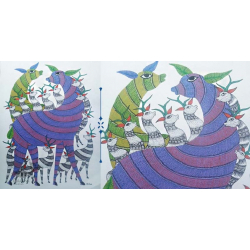 Nandan . नंदन ❁ Canvas Gond Painting (2x3 Feet) ❁ 11