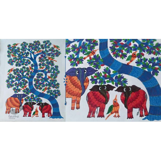 Shop online hand painted canvas gond painting