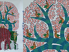 Nandan . नंदन ❁ Canvas Gond Painting (2x3 Feet) ❁ 13