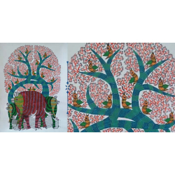 Nandan . नंदन ❁ Canvas Gond Painting (2x3 Feet) ❁ 13