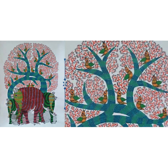 Shop online hand painted canvas gond painting