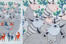 Nandan . नंदन ❁ Canvas Gond Painting (2x3 Feet) ❁ 3