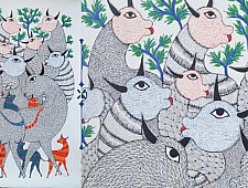 Nandan . नंदन ❁ Canvas Gond Painting (2x3 Feet) ❁ 3