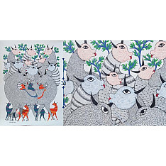 Nandan . नंदन ❁ Canvas Gond Painting (2x3 Feet) ❁ 3