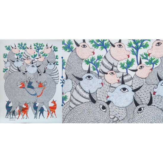 Shop online hand painted canvas gond painting