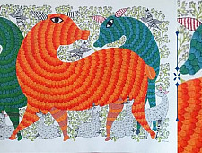 Nandan . नंदन ❁ Canvas Gond Painting (2x3 Feet) ❁ 4