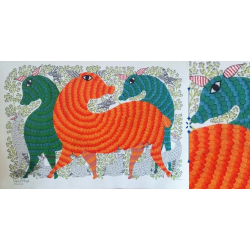 Nandan . नंदन ❁ Canvas Gond Painting (2x3 Feet) ❁ 4