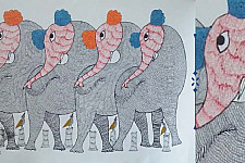 Nandan . नंदन ❁ Canvas Gond Painting (2x3 Feet) ❁ 7