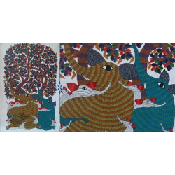 Nandan . नंदन ❁ Canvas Gond Painting (3x5 Feet) ❁ 15