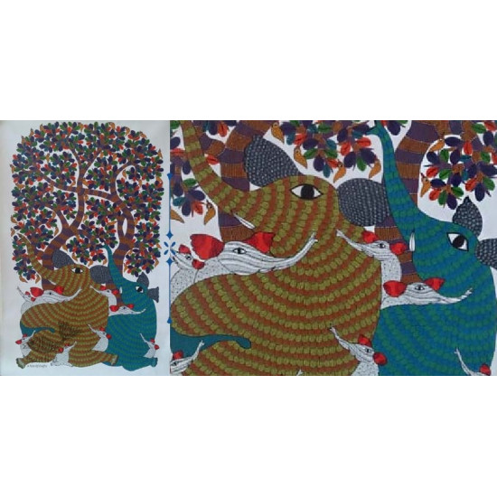 Shop online hand painted canvas gond painting