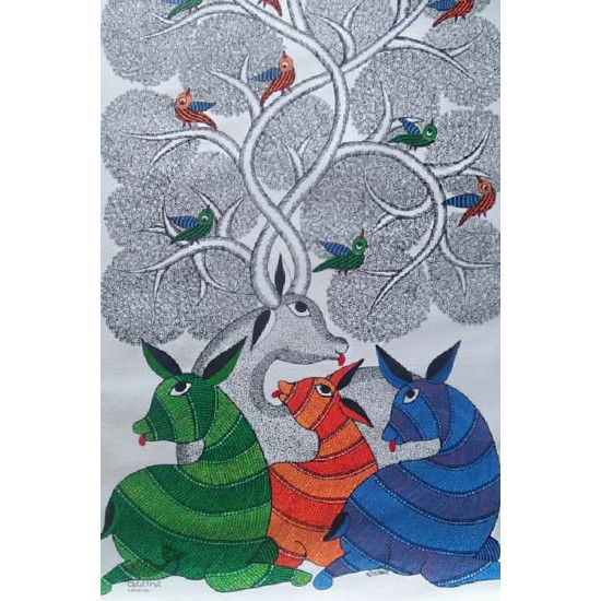 Shop online hand painted canvas gond painting