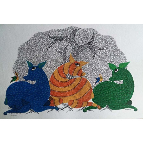 Shop online hand painted on Paper gond painting