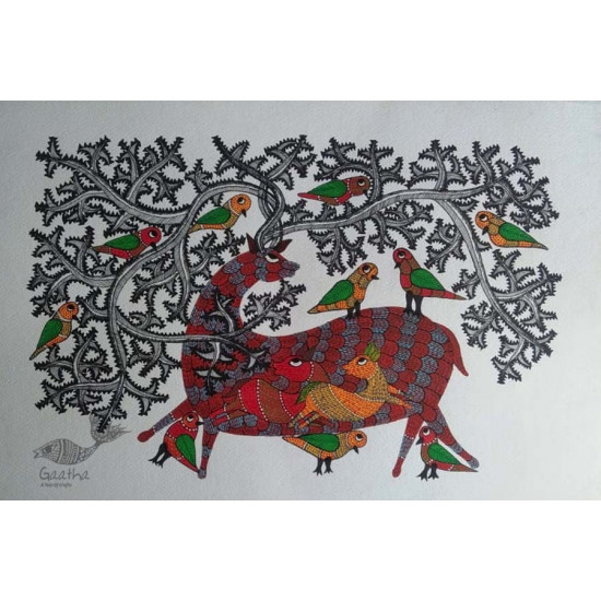 Shop online hand painted on Paper gond painting