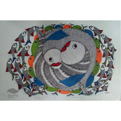 Nandan . नंदन ❁ Gond Painting (23" x 15") ❁ 23