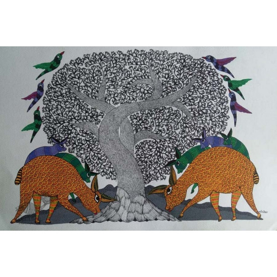 Shop online hand painted on Paper gond painting