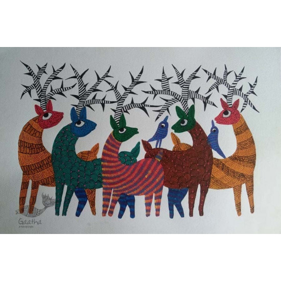 Shop online hand painted on Paper gond painting