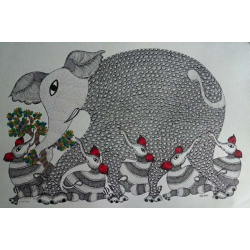 Nandan . नंदन ❁ Gond Painting (23" x 15") ❁ 28