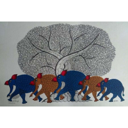 Nandan . नंदन ❁ Gond Painting (23" x 15") ❁ 31