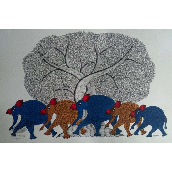 Shop online hand painted on Paper gond painting