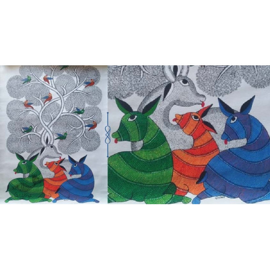 Shop online hand painted canvas gond painting