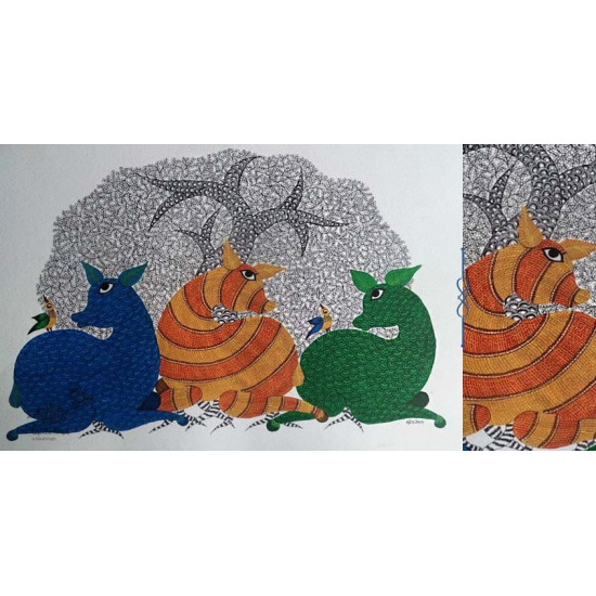 Shop online hand painted on Paper gond painting