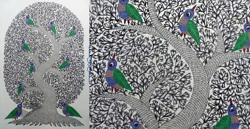 Shop online hand painted on Paper gond painting