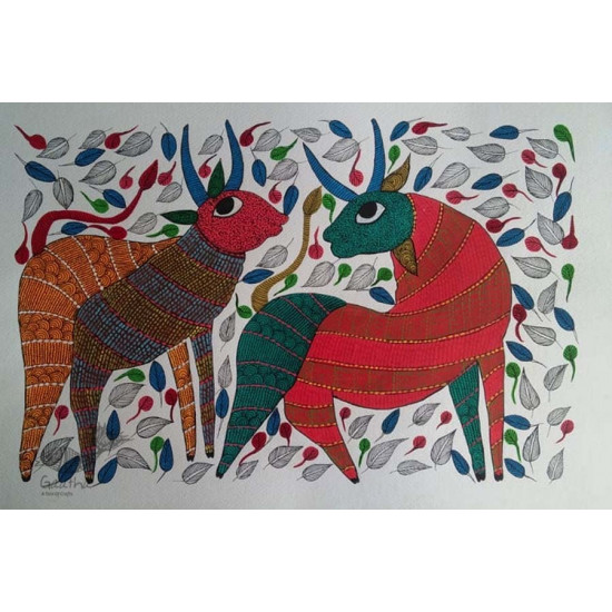 Shop online hand painted on Paper gond painting