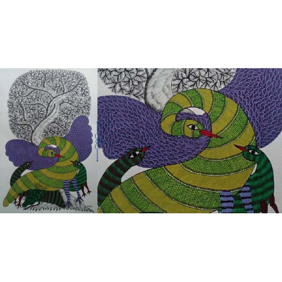 Shop online hand painted on Paper gond painting