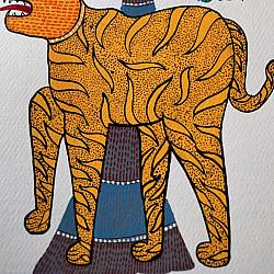 Nandan . नंदन ✦ Handcrafted ~ Gond Painting ( 12" x 16" ) - Tiger
