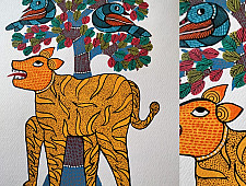 Nandan . नंदन ✦ Handcrafted ~ Gond Painting ( 12" x 16" ) - Tiger