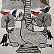 Hand Painted Gond Painting - Black & White Deer
