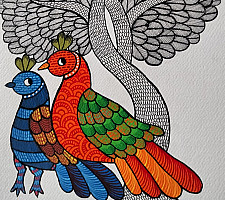 Nandan . नंदन ✦ Handcrafted ~ Gond Painting ( 12" x 16" ) - Myna