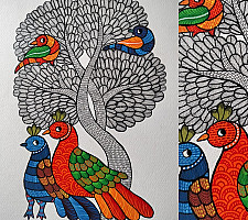 Nandan . नंदन ✦ Handcrafted ~ Gond Painting ( 12" x 16" ) - Myna
