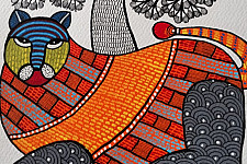 Nandan . नंदन ✦ Handcrafted ~ Gond Painting ( 12" x 16" ) - Tigress 