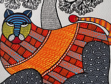 Nandan . नंदन ✦ Handcrafted ~ Gond Painting ( 12" x 16" ) - Tigress 