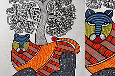 Nandan . नंदन ✦ Handcrafted ~ Gond Painting ( 12" x 16" ) - Tigress 