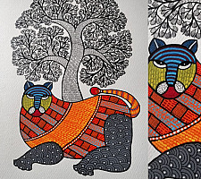 Nandan . नंदन ✦ Handcrafted ~ Gond Painting ( 12" x 16" ) - Tigress 