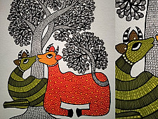 Nandan . नंदन ✦ Handcrafted ~ Gond Painting ( 12" x 16" ) - Tree of Togetherness