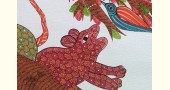 hand painted canvas gond painting - tiger & tree