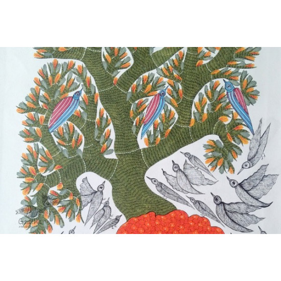 peahen hand painted gond painting