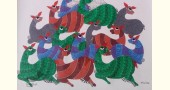 hand painted gond painting of singing birds on tree