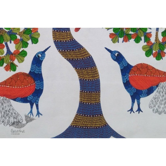 gond painting of peacock and deer