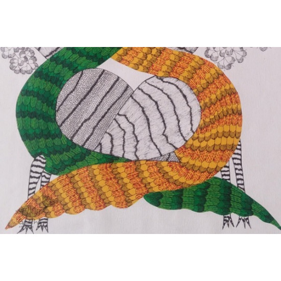 peacock hand painted gond painting