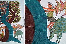 Nandan . नंदन | Canvas Gond Painting - Playing Kids ( 2' x 3' ) 