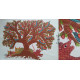 hand painted canvas gond painting - tiger & tree